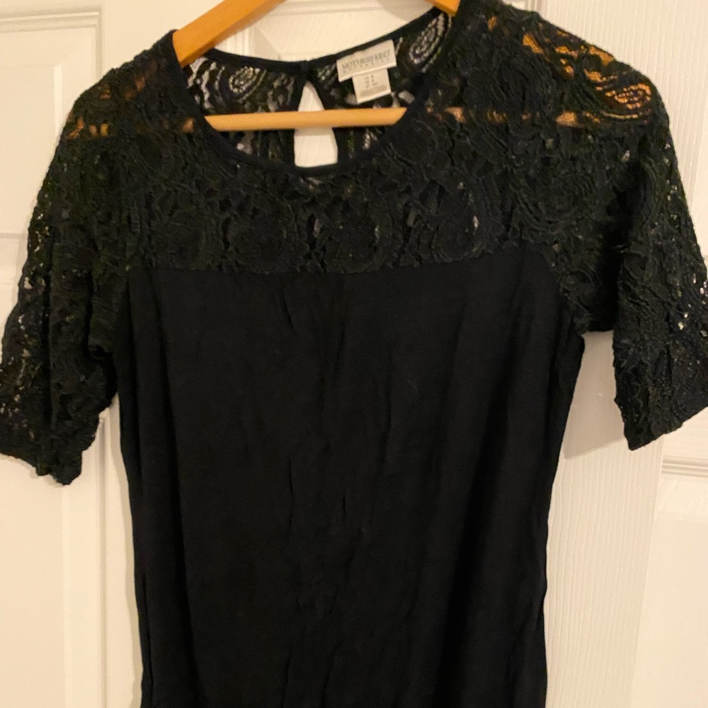 Motherhood black blouse with rushed sides